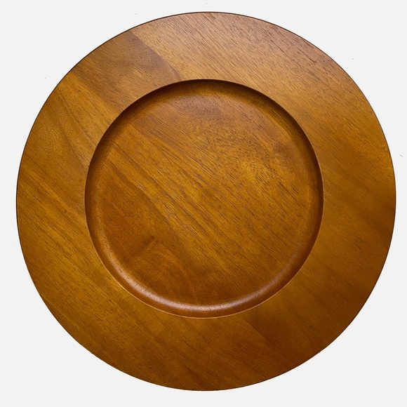 Banana Republic Teak Wood Finish Plate Charger - Picture 1 of 12